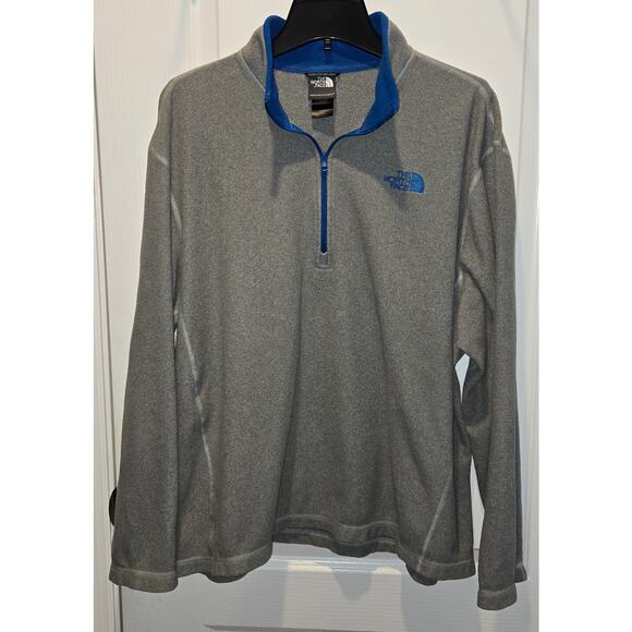 The North Face mens XL Half Zip Gray Fleece Mock Neck Pullover - Picture 1 of 5